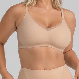 Honeylove Women's CrossOver Mesh Bra in Cream Tan